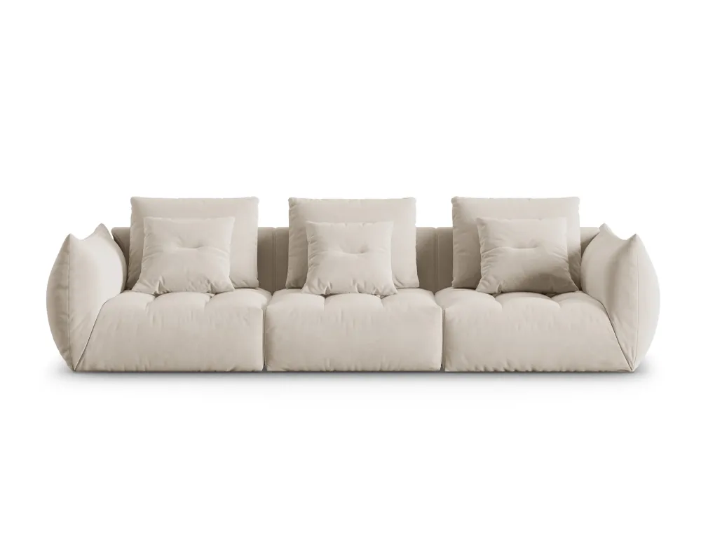 Sofa sametová 4-osobová BLOOM ecru