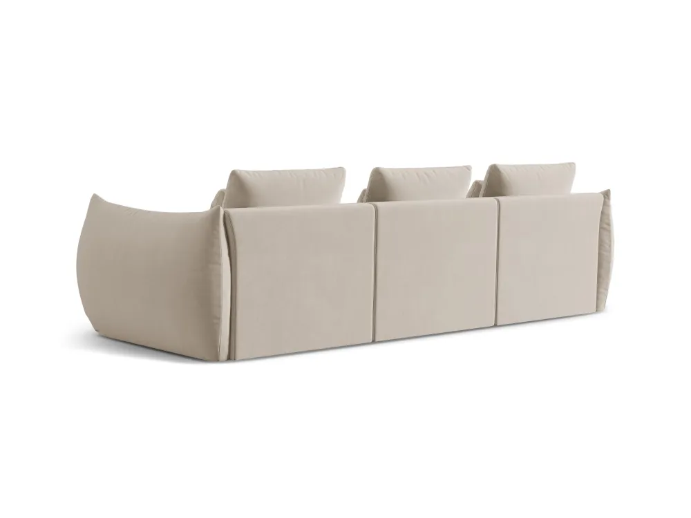 Sofa sametová 4-osobová BLOOM ecru