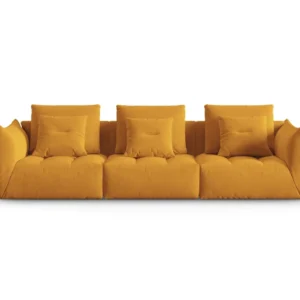Sofa sametová 4-osobová BLOOM žlutá