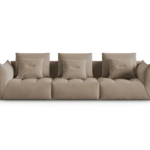 Sofa sametová 4-osobová BLOOM světle hnědá