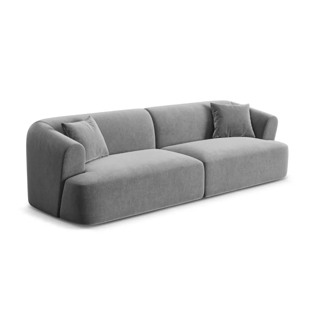 Sofa sametová 4-osobová CAMPI šedá