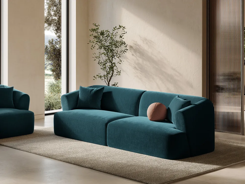 Sofa sametová 4-osobová CAMPI petrol