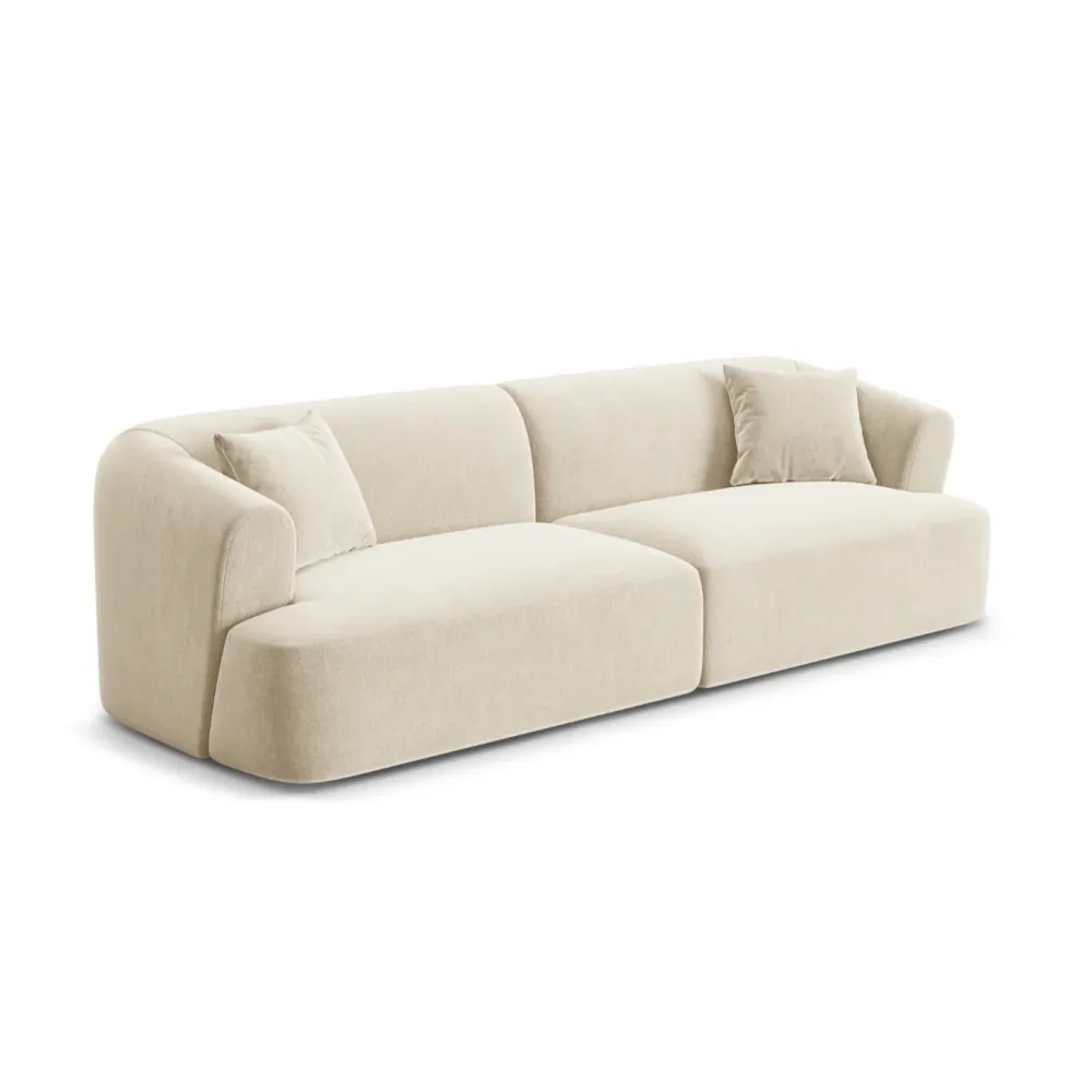 Sofa sametová 4-osobová CAMPI světle béžová