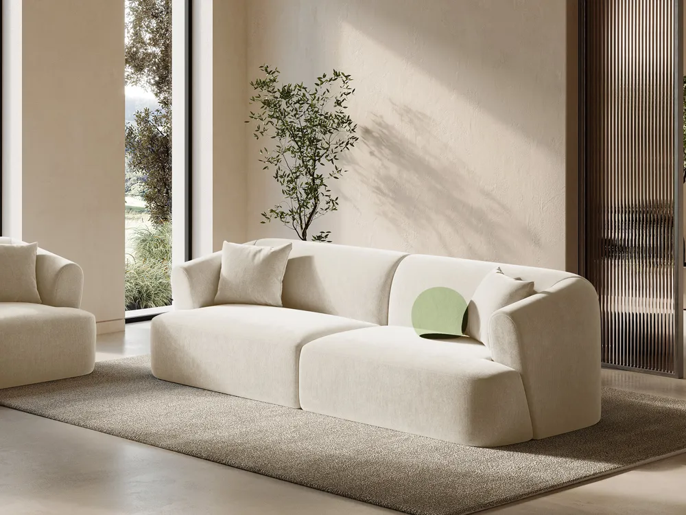 Sofa sametová 4-osobová CAMPI světle béžová