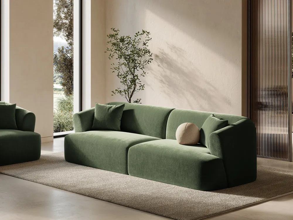 Sofa sametová 4-osobová CAMPI zelená