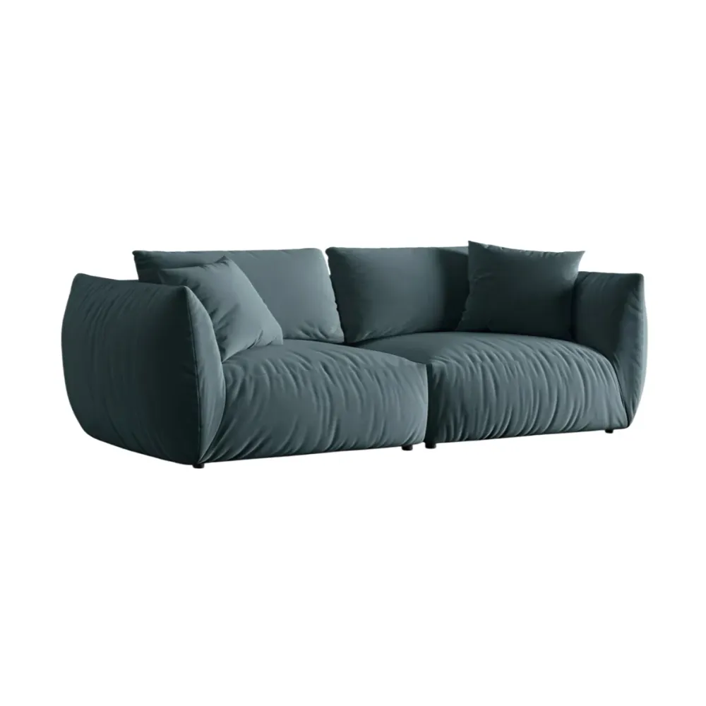 Sofa sametová 4-osobová CHRIS jasně modrá