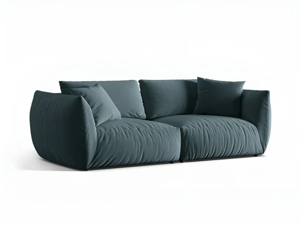 Sofa sametová 4-osobová CHRIS jasně modrá