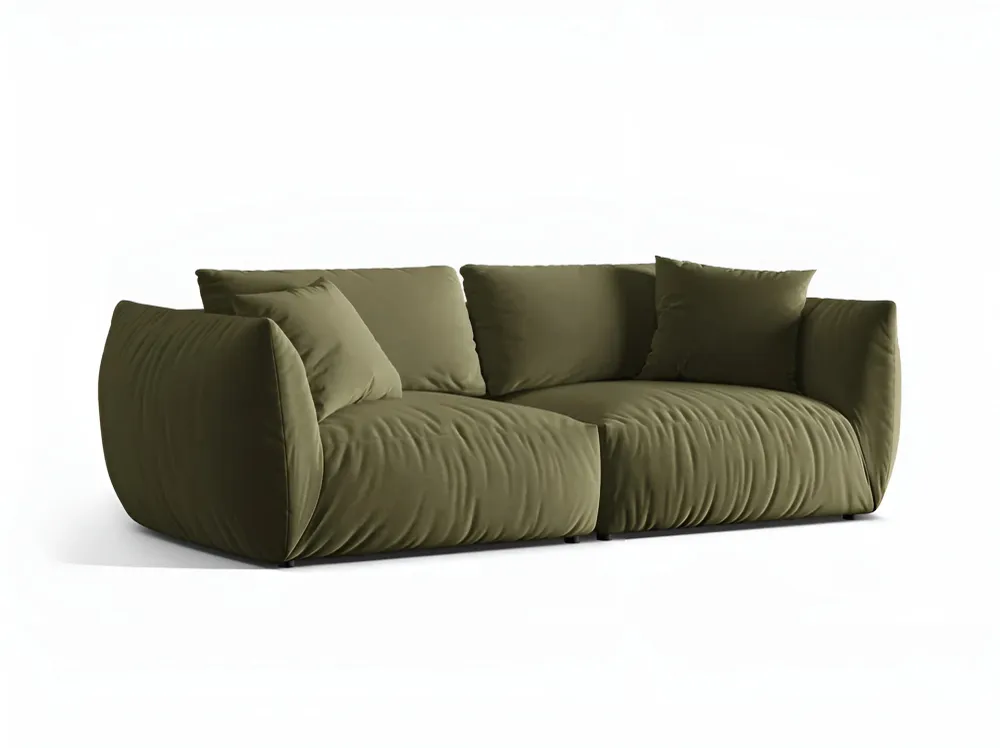 Sofa sametová 4-osobová CHRIS jasně zelená