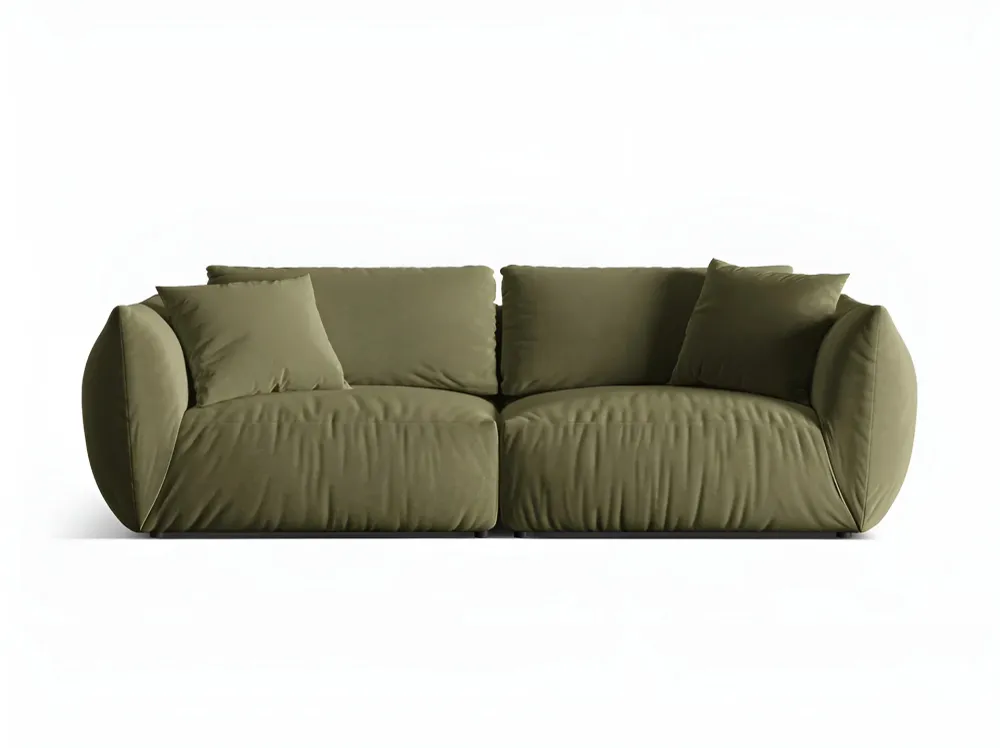 Sofa sametová 4-osobová CHRIS jasně zelená