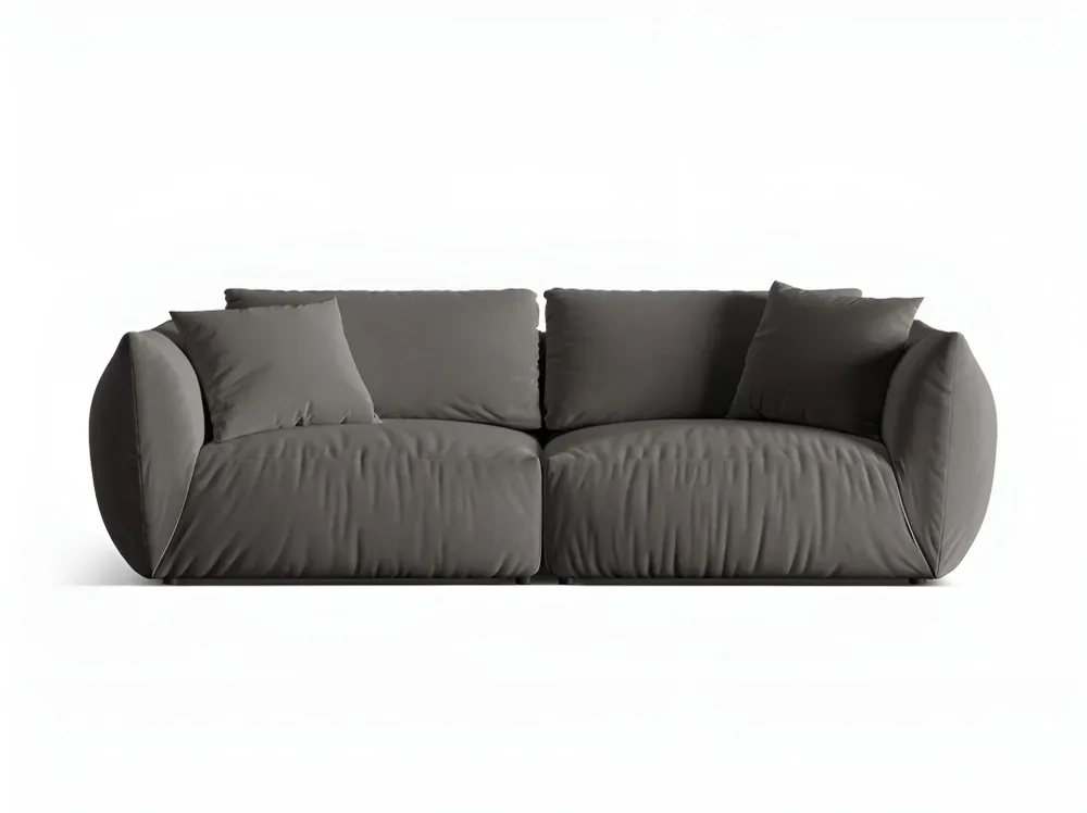Sofa sametová 4-osobová CHRIS tmavě šedá