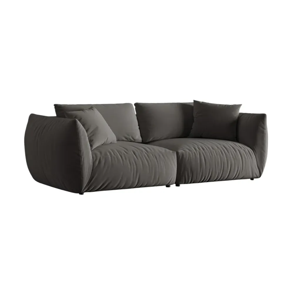 Sofa sametová 4-osobová CHRIS tmavě šedá
