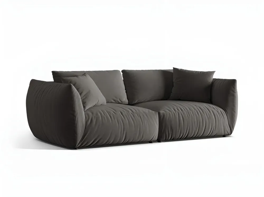 Sofa sametová 4-osobová CHRIS tmavě šedá
