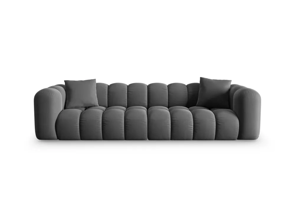 Sofa sametová 4-osobová HALLEY šedá