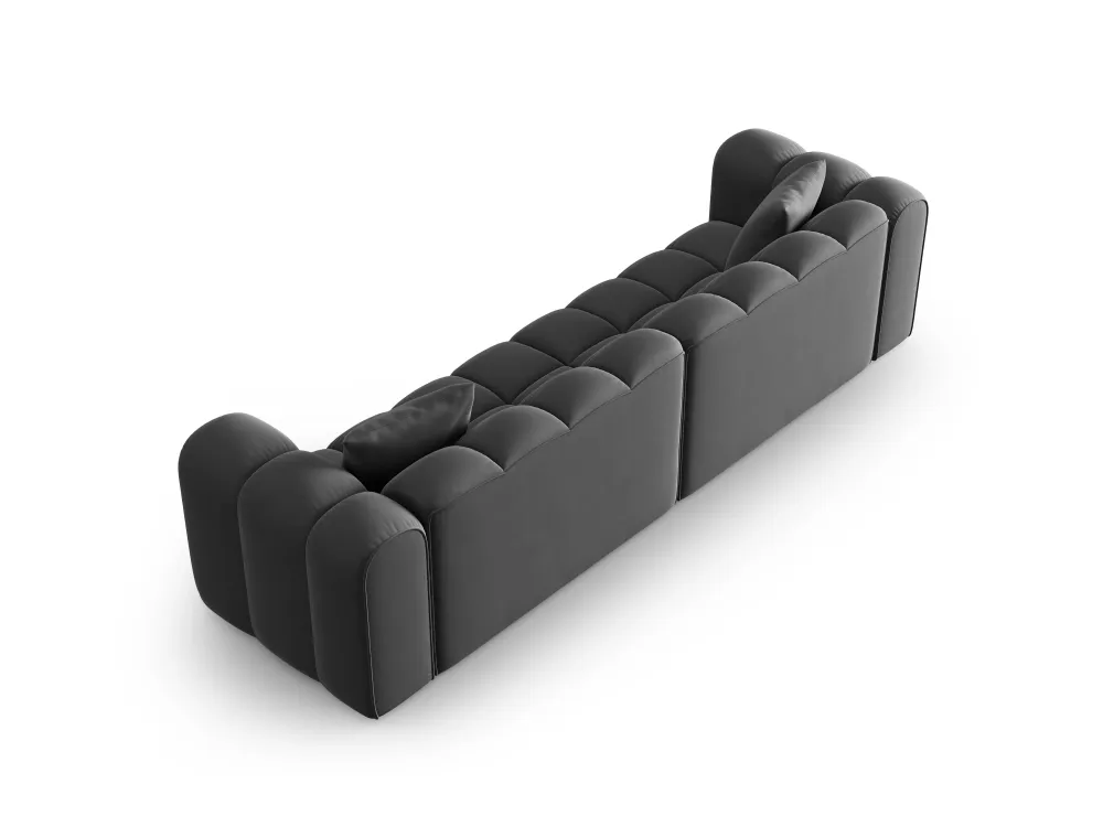 Sofa sametová 4-osobová HALLEY šedá