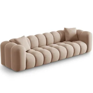 Sofa sametová 4-osobová HALLEY béžová