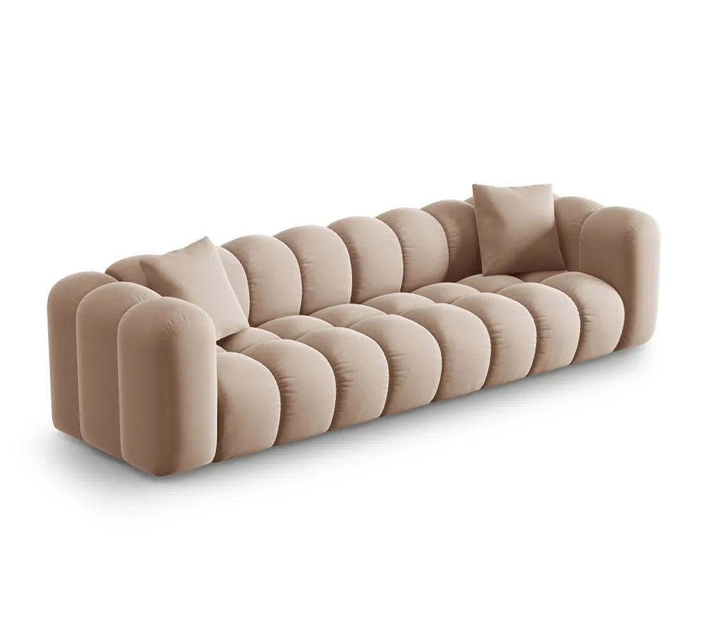 Sofa sametová 4-osobová HALLEY béžová