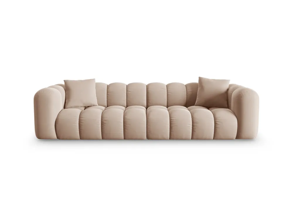 Sofa sametová 4-osobová HALLEY béžová