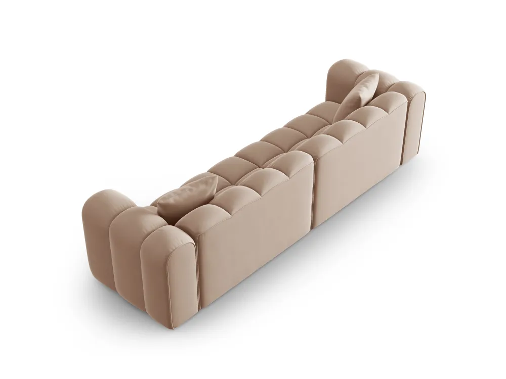 Sofa sametová 4-osobová HALLEY béžová