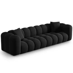 Sofa sametová 4-osobová HALLEY černá