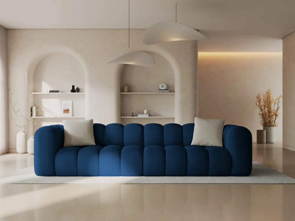 Sofa sametová 4-osobová HALLEY královská modrá