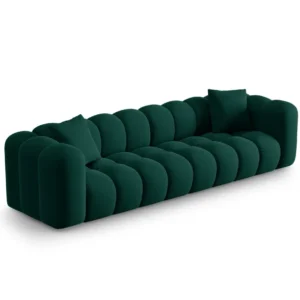 Sofa sametová 4-osobová HALLEY lahvově zelená