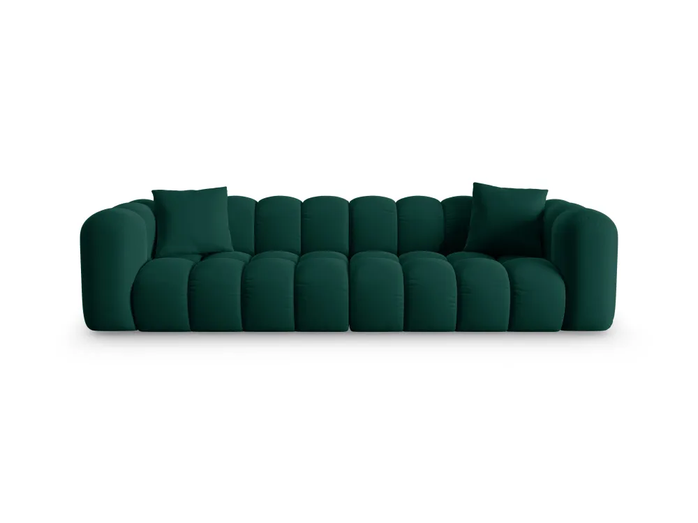 Sofa sametová 4-osobová HALLEY lahvově zelená
