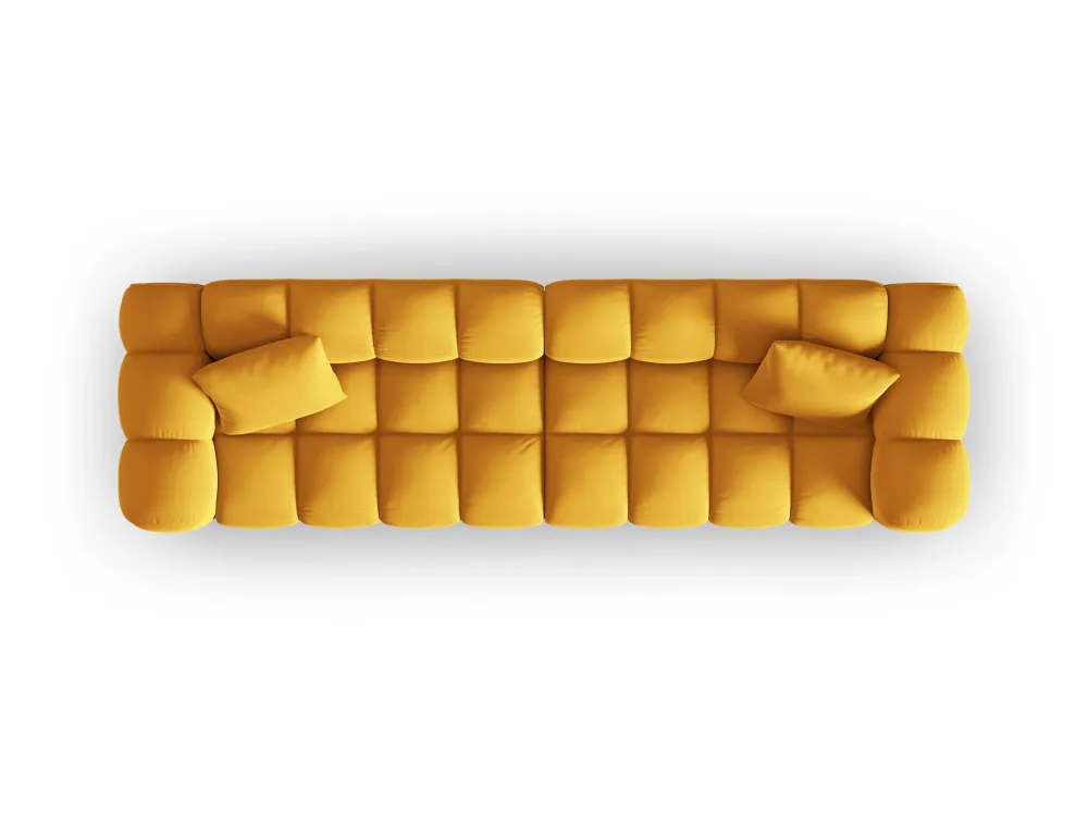 Sofa sametová 4-osobová HALLEY žlutá