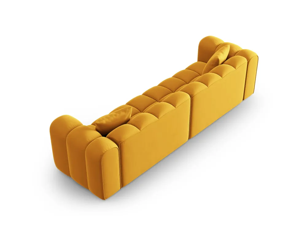 Sofa sametová 4-osobová HALLEY žlutá