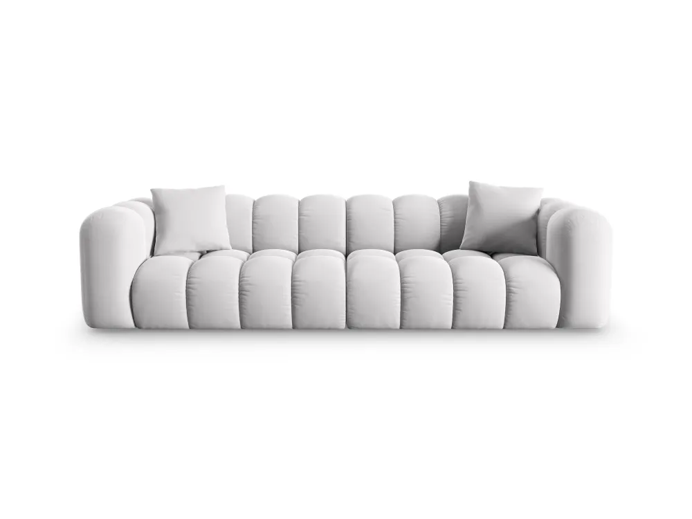 Sofa sametová 4-osobová HALLEY stříbrná