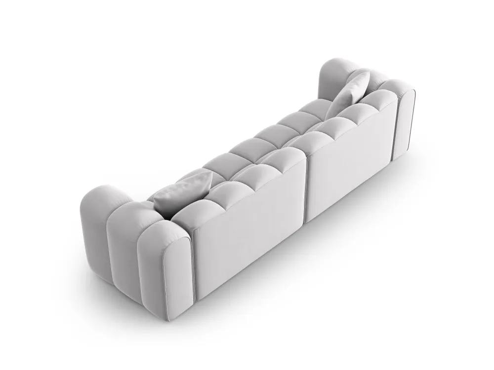Sofa sametová 4-osobová HALLEY stříbrná