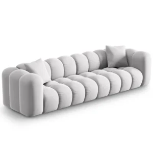 Sofa sametová 4-osobová HALLEY stříbrná