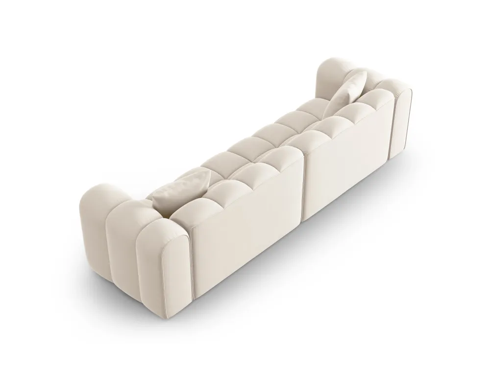 Sofa sametová 4-osobová HALLEY světle béžová