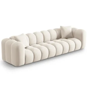 Sofa sametová 4-osobová HALLEY světle béžová