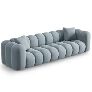 Sofa sametová 4-osobová HALLEY světle modrá