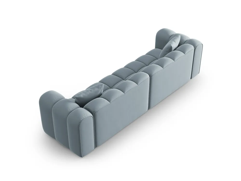 Sofa sametová 4-osobová HALLEY světle modrá