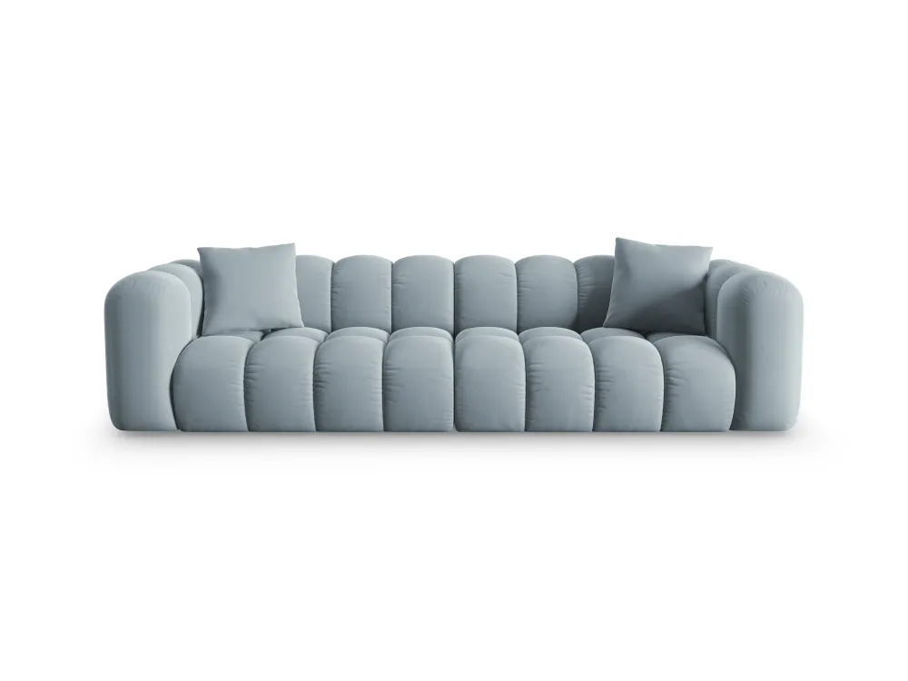 Sofa sametová 4-osobová HALLEY světle modrá
