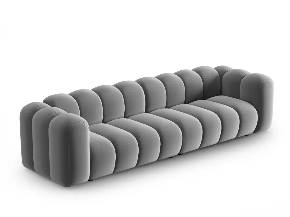 Sofa sametová 4-osobová LUPINE šedá