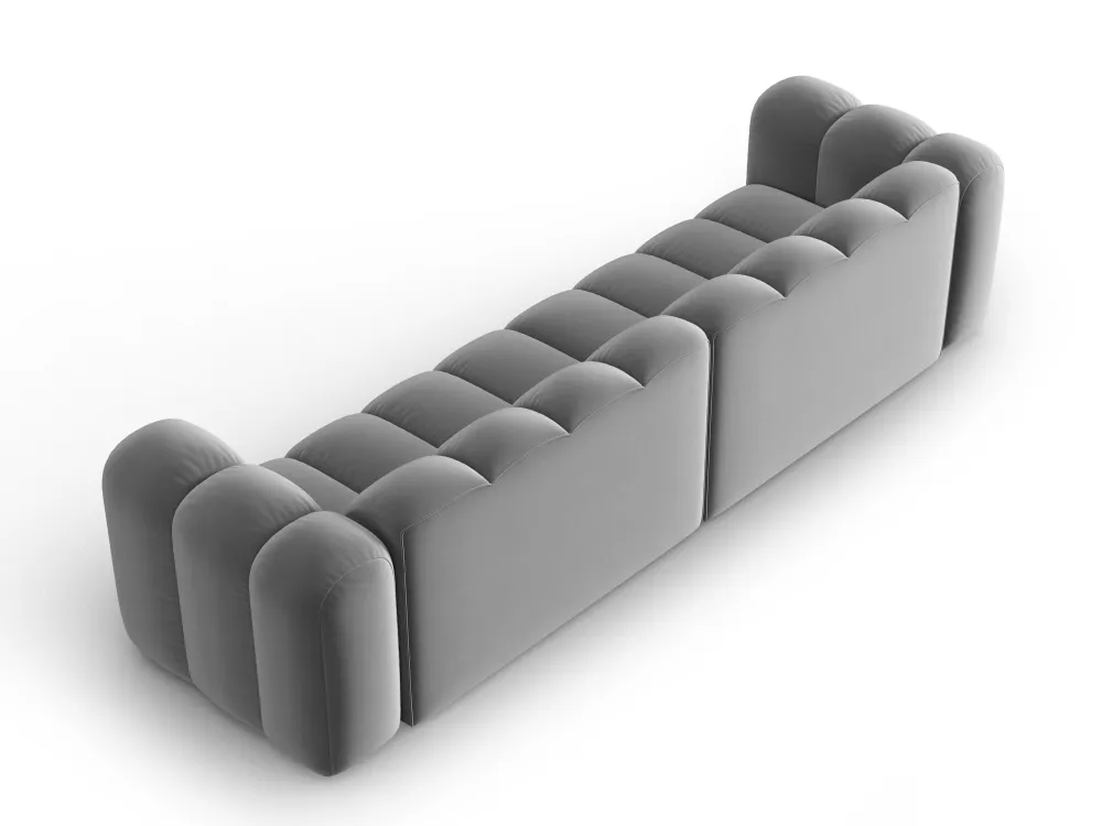 Sofa sametová 4-osobová LUPINE šedá