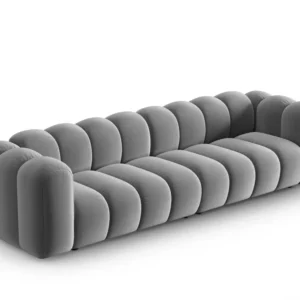 Sofa sametová 4-osobová LUPINE šedá