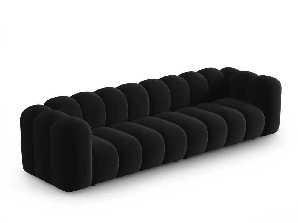 Sofa sametová 4-osobová LUPINE černá