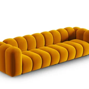Sofa sametová 4-osobová LUPINE hořčicová