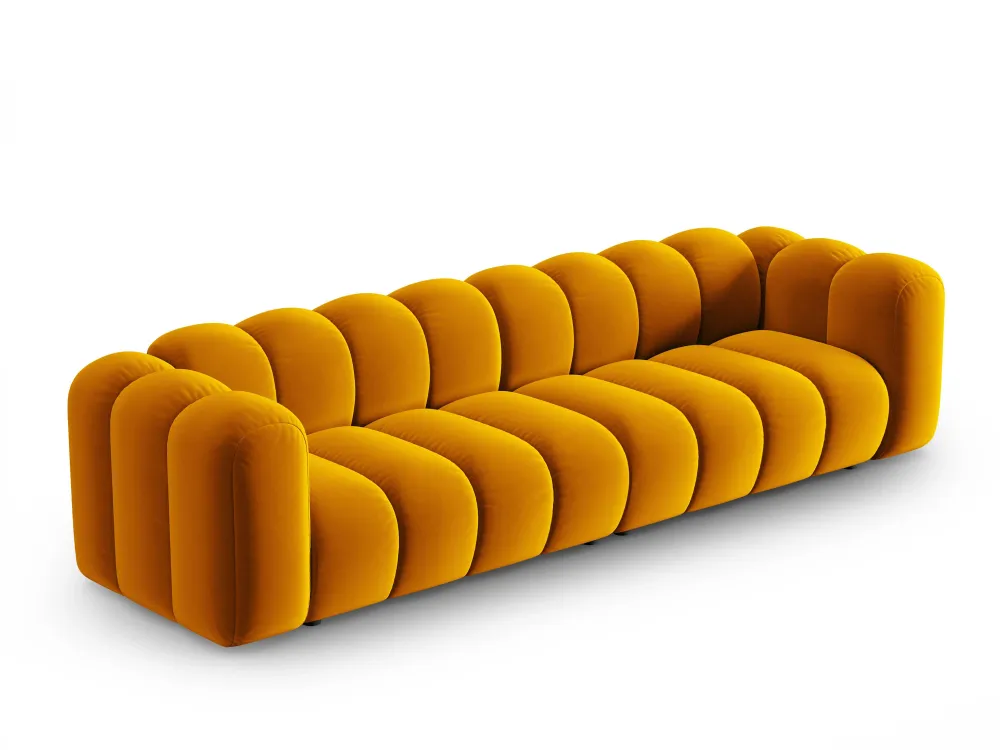 Sofa sametová 4-osobová LUPINE hořčicová