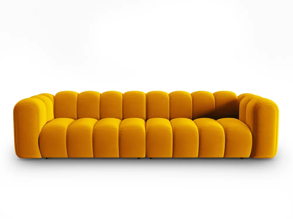 Sofa sametová 4-osobová LUPINE hořčicová
