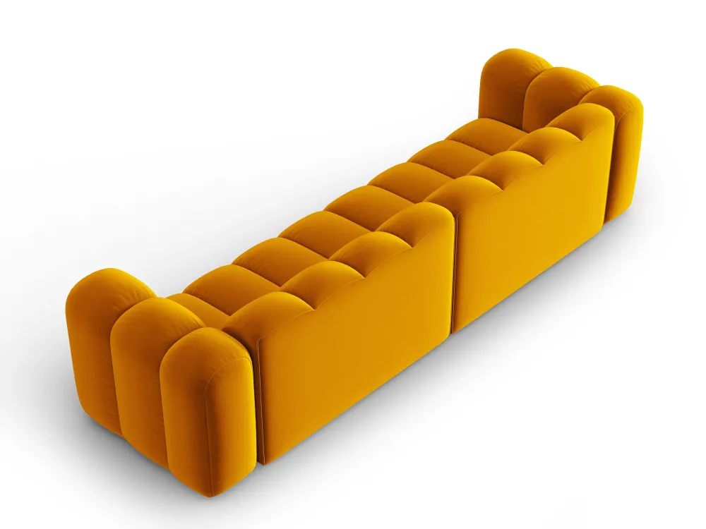 Sofa sametová 4-osobová LUPINE hořčicová
