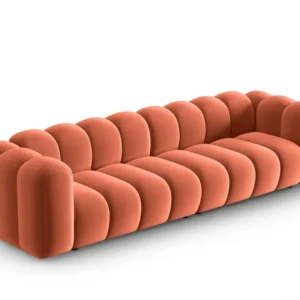 Sofa sametová 4-osobová LUPINE korálová