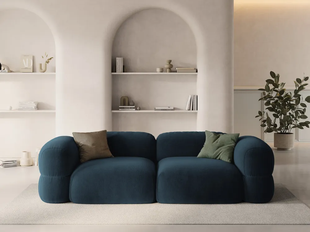 Sofa sametová 4-osobová ROGER modrá petrol