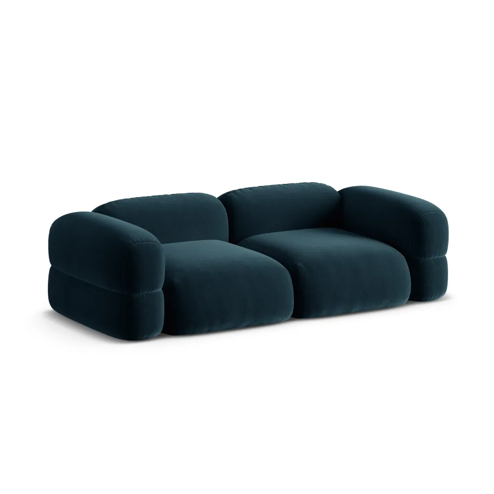 Sofa sametová 4-osobová ROGER modrá petrol