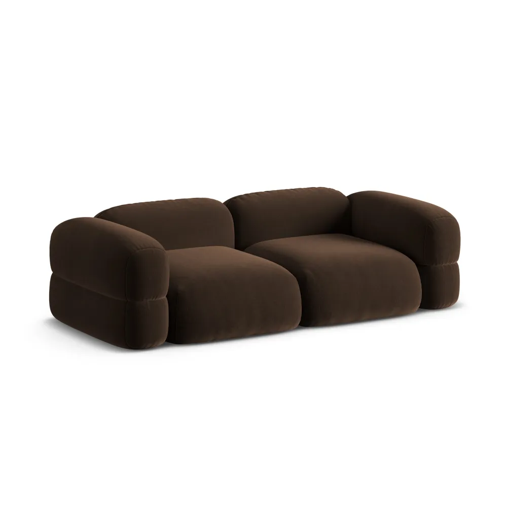 Sofa sametová 4-osobová ROGER čokoládová
