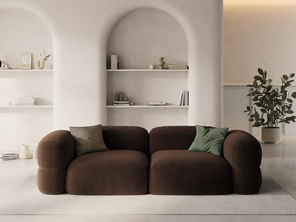 Sofa sametová 4-osobová ROGER čokoládová