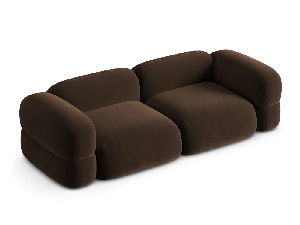 Sofa sametová 4-osobová ROGER čokoládová